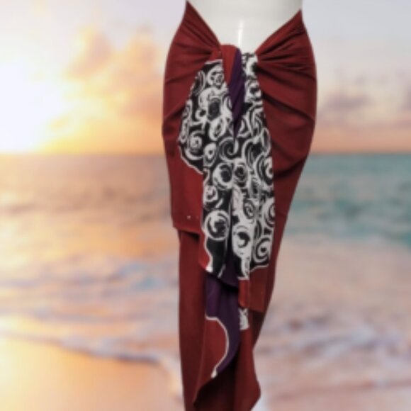 Womens Sarong Pareo Cotton Wrap HandPainted Batik Wrapskirt Beachwear -NEW - Picture 3 of 5